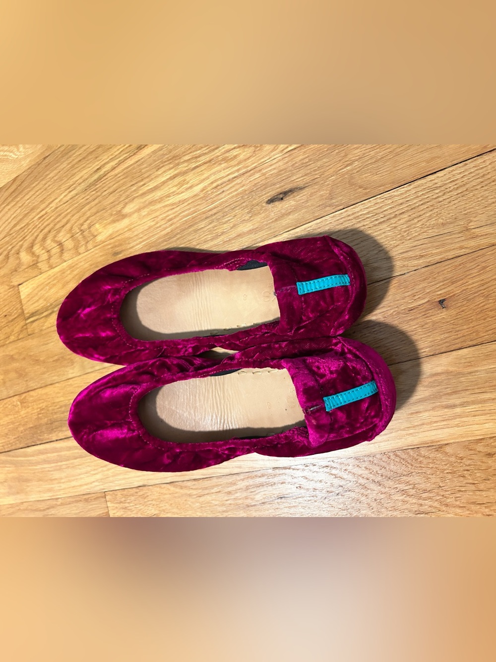 Tieks Tyrian Magenta Velvet Ballet Flats 8 - Picture 2 of 6